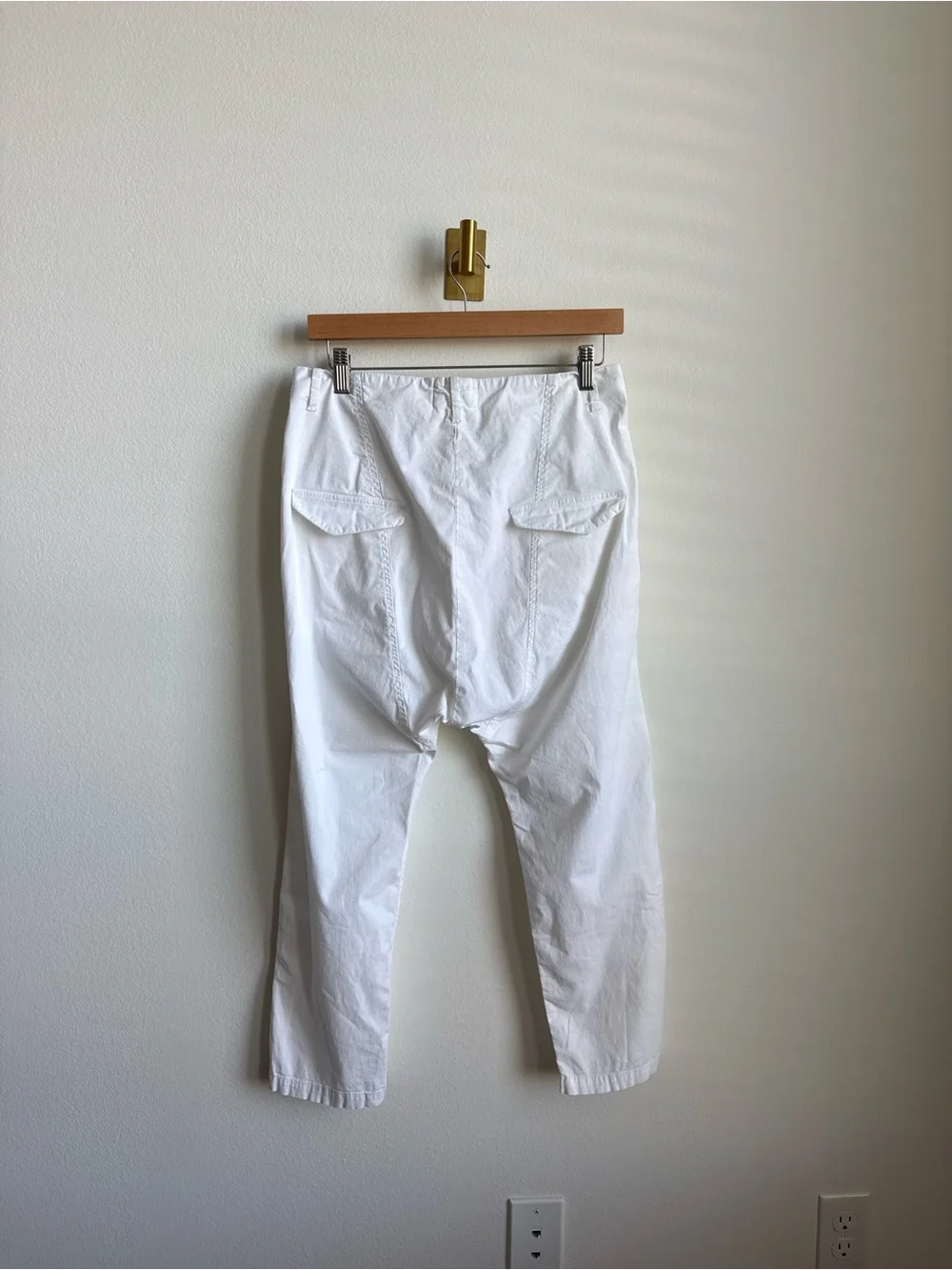 Nili Lotan Paris Twill Pants White Slouchy Cropped Ankle Trousers Size 4